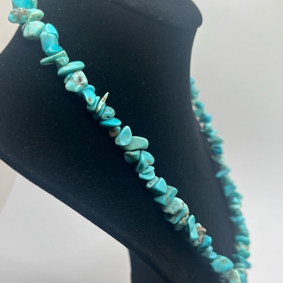 Vintage Sterling Silver Clasp and Turquoise Chip Bead  Turquoise chip stone necklace sterling silver clasp southwestern boho
